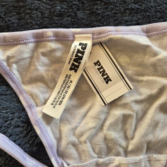 Victoria's Secret Pink! Light purple polka dot V-string panties Size XL - Picture 2 of 4